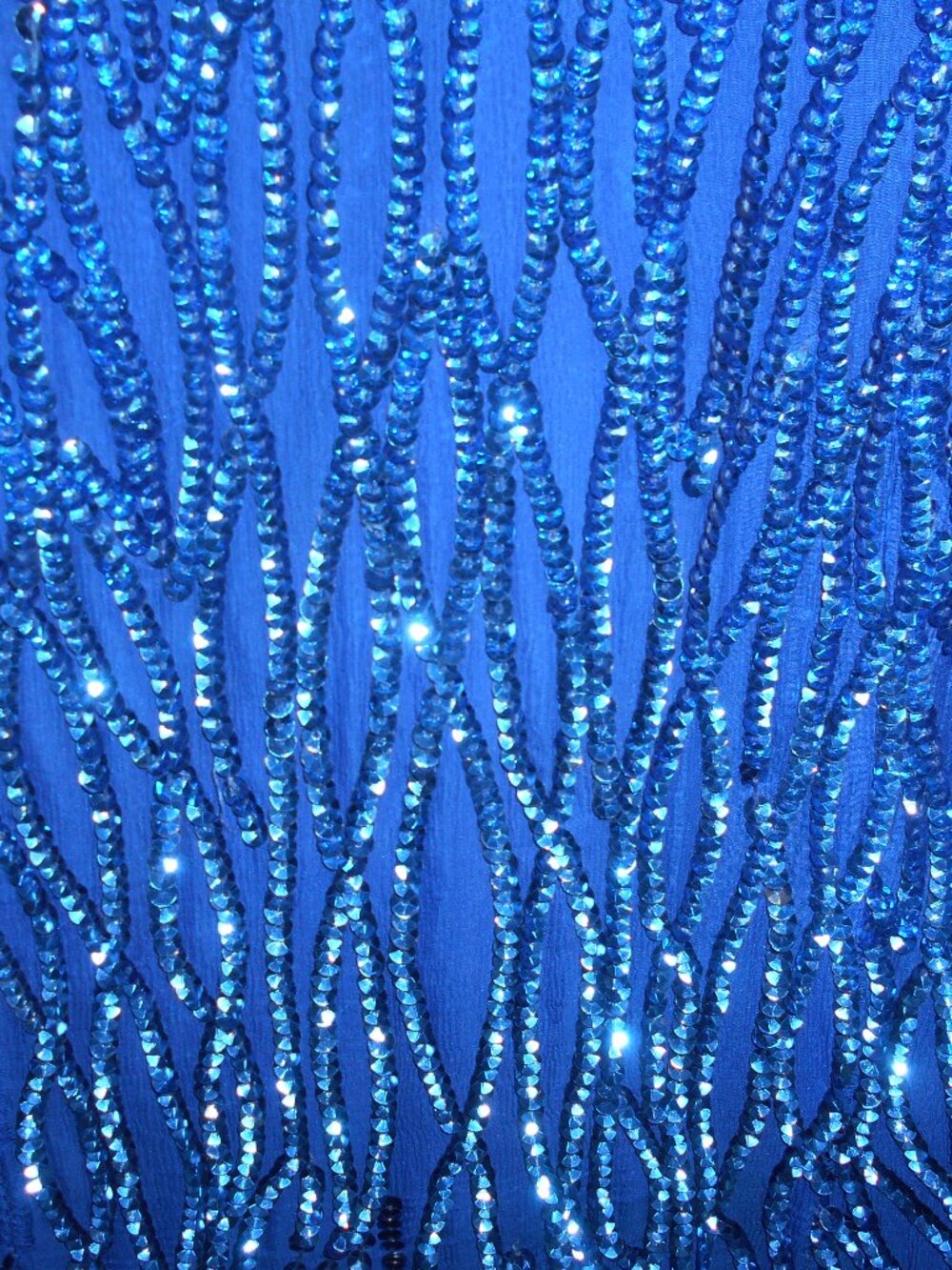 Blue Sequined Silk Dress- Size 8-NWOT - Picture 2 of 5